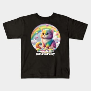 Smash The Patriarchy Cute Kitten Design Kids T-Shirt